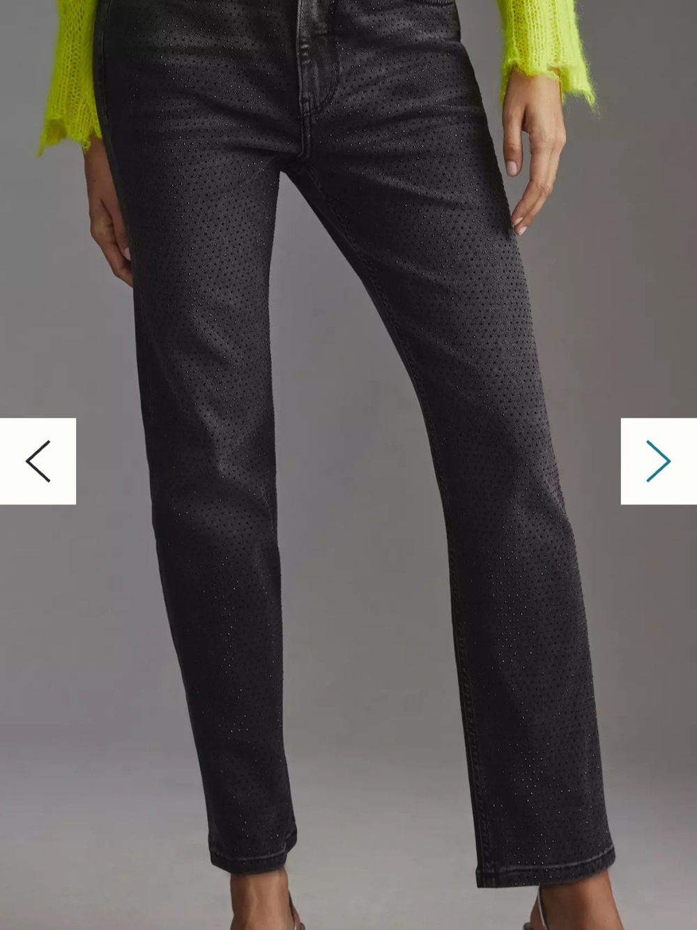 Pilcro Black Studded Straight-Leg Jeans